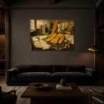 Premium Wall Art Yatay Html Edition – NM3-YLW-CA-H-005 shown in a warm modern interior