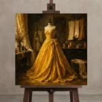 Premium Wall Art Kare Html Edition – NM3-YLW-CA-S-001 displayed on a studio easel
