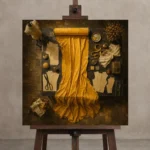 Premium Wall Art Kare Html Edition – NM3-YLW-CA-S-002 displayed on a studio easel