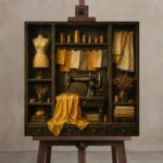 Premium Wall Art Kare Html Edition – NM3-YLW-CA-S-003 displayed on a studio easel