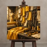 Premium Wall Art Kare Html Edition – NM3-YLW-CA-S-004 displayed on a studio easel