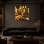 Premium Wall Art Kare Html Edition – NM3-YLW-CA-S-004 shown in a warm modern interior