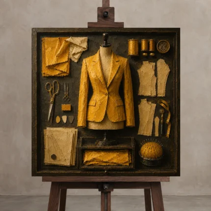 Premium Wall Art Kare Html Edition – NM3-YLW-CA-S-005 displayed on a studio easel