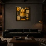 Premium Wall Art Kare Html Edition – NM3-YLW-CA-S-005 shown in a warm modern interior