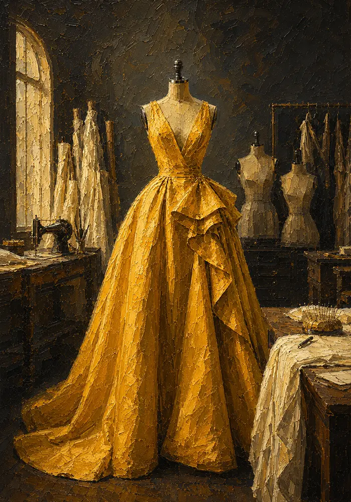 Canary Sentinel Yellow Couture Gown Yellow Dressing Room Wall Art