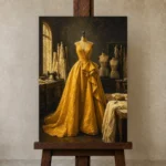 Premium Wall Art Dikey Html Edition – NM3-YLW-CA-V-001 displayed on a studio easel