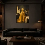 Premium Wall Art Dikey Html Edition – NM3-YLW-CA-V-001 shown in a warm modern interior