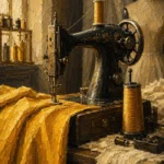 Canary Reliquary Vintage Sewing Machine Yellow Home Office Wall Art