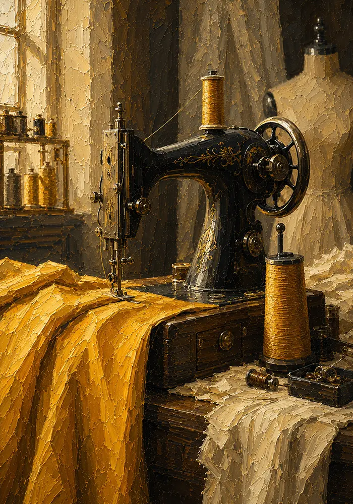 Canary Reliquary Vintage Sewing Machine Yellow Home Office Wall Art