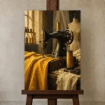 Premium Wall Art Dikey Html Edition – NM3-YLW-CA-V-003 displayed on a studio easel