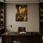 Premium Wall Art Dikey Html Edition – NM3-YLW-CA-V-004 displayed in a contemporary gallery-inspired room