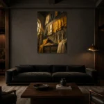 Premium Wall Art Dikey Html Edition – NM3-YLW-CA-V-004 shown in a warm modern interior