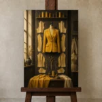 Premium Wall Art Dikey Html Edition – NM3-YLW-CA-V-005 displayed on a studio easel
