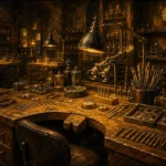 Workshop Procession Jeweler's Bench Yellow Home Office Wall Art