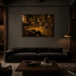 Premium Wall Art Yatay Html Edition – NM3-YLW-GW-H-001 shown in a warm modern interior