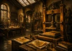 Workshop Salon Bookbinder's Press Yellow Study Wall Art