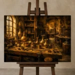 Premium Wall Art Yatay Html Edition – NM3-YLW-GW-H-003 displayed on a studio easel