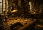 Workshop Interlude Watchmaker's Lamp Yellow Home Office Wall Art