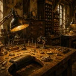 Workshop Interlude Watchmaker's Lamp Yellow Home Office Wall Art