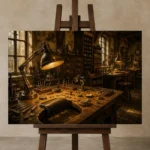 Premium Wall Art Yatay Html Edition – NM3-YLW-GW-H-004 displayed on a studio easel