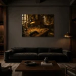 Premium Wall Art Yatay Html Edition – NM3-YLW-GW-H-004 shown in a warm modern interior