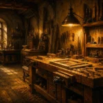 Workshop Passage Cabinetmaker's Workbench Yellow Entryway Wall Art