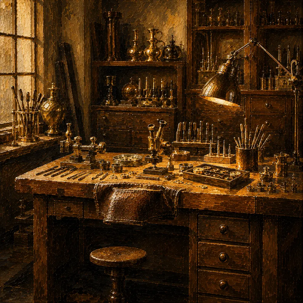 Workshop Cabinet Jeweler's Bench Yellow Home Office Wall Art