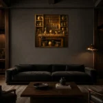 Premium Wall Art Kare Html Edition – NM3-YLW-GW-S-003 shown in a warm modern interior