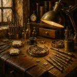Workshop Study Watchmaker's Lamp Yellow Home Office Wall Art