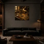 Premium Wall Art Kare Html Edition – NM3-YLW-GW-S-004 shown in a warm modern interior