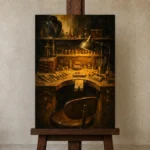 Premium Wall Art Dikey Html Edition – NM3-YLW-GW-V-001 displayed on a studio easel