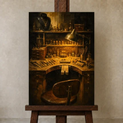 Premium Wall Art Dikey Html Edition – NM3-YLW-GW-V-001 displayed on a studio easel