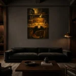 Premium Wall Art Dikey Html Edition – NM3-YLW-GW-V-001 shown in a warm modern interior
