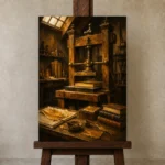 Premium Wall Art Dikey Html Edition – NM3-YLW-GW-V-002 displayed on a studio easel