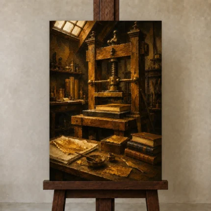 Premium Wall Art Dikey Html Edition – NM3-YLW-GW-V-002 displayed on a studio easel