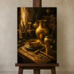 Premium Wall Art Dikey Html Edition – NM3-YLW-GW-V-003 displayed on a studio easel