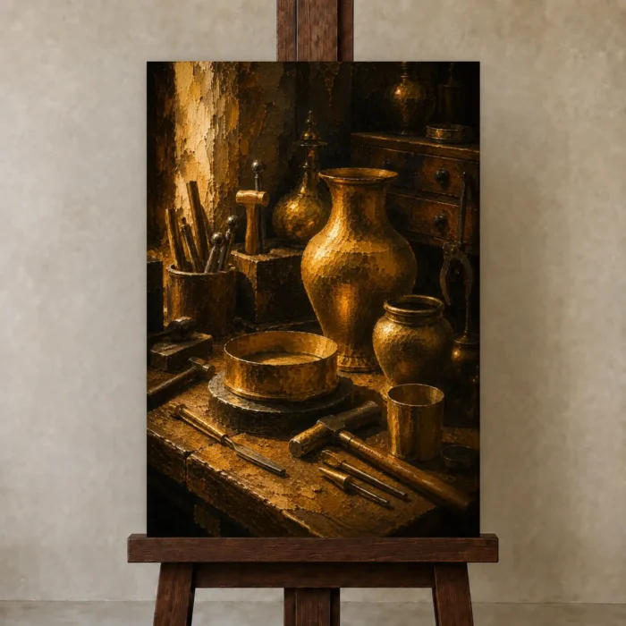 Premium Wall Art Dikey Html Edition – NM3-YLW-GW-V-003 displayed on a studio easel