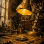 Workshop Portrait Watchmaker's Lamp Yellow Home Office Wall Art