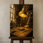 Premium Wall Art Dikey Html Edition – NM3-YLW-GW-V-004 displayed on a studio easel
