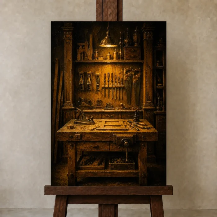 Premium Wall Art Dikey Html Edition – NM3-YLW-GW-V-005 displayed on a studio easel