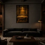 Premium Wall Art Dikey Html Edition – NM3-YLW-GW-V-005 shown in a warm modern interior