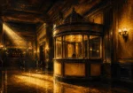 Cinema Salon Illuminated Ticket Booth Without Lettering Yellow Home Theater Wall Art