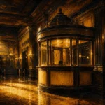 Cinema Salon Illuminated Ticket Booth Without Lettering Yellow Home Theater Wall Art