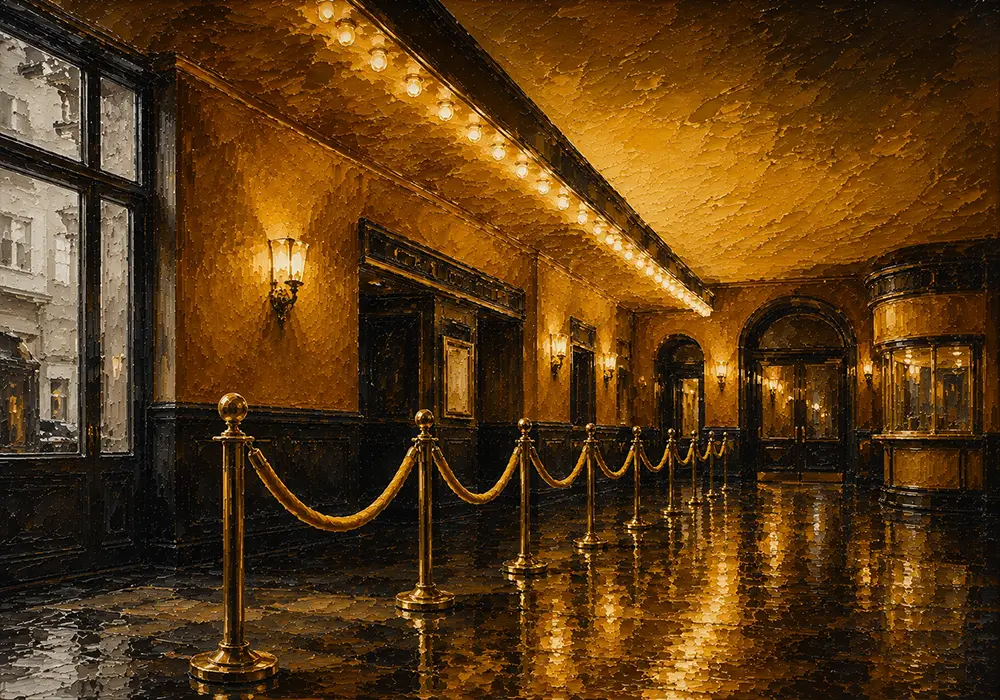 Cinema Chronicle Velvet Rope Yellow Living Room Wall Art