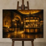 Premium Wall Art Yatay Html Edition – NM3-YLW-LC-H-005 displayed on a studio easel