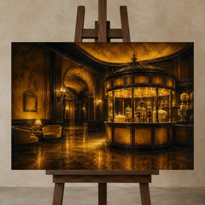 Premium Wall Art Yatay Html Edition – NM3-YLW-LC-H-005 displayed on a studio easel
