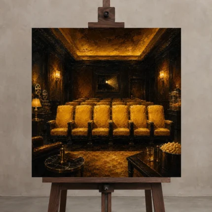 Premium Wall Art Kare Html Edition – NM3-YLW-LC-S-001 displayed on a studio easel