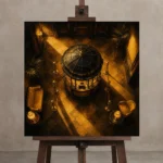 Premium Wall Art Kare Html Edition – NM3-YLW-LC-S-002 displayed on a studio easel