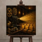 Premium Wall Art Kare Html Edition – NM3-YLW-LC-S-004 displayed on a studio easel