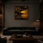 Premium Wall Art Kare Html Edition – NM3-YLW-LC-S-004 shown in a warm modern interior